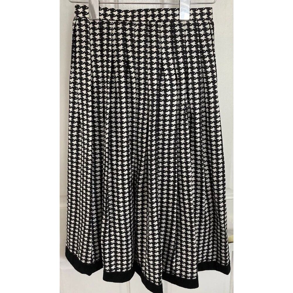 Vintage Robert Warren Petites Silk Black White Houndstooth Skirt, Size 4 / Small